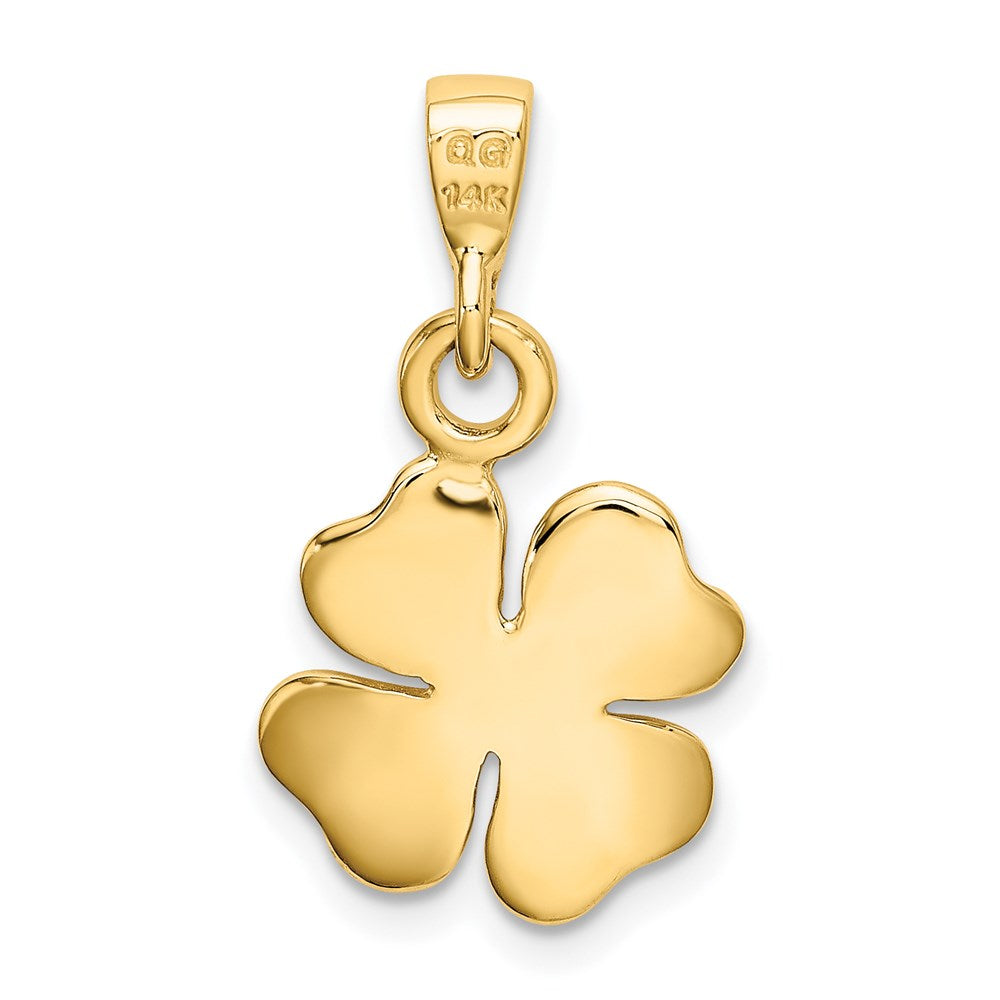14k Yellow Gold Gold Polished and Textured Four Leaf Clover Pendant