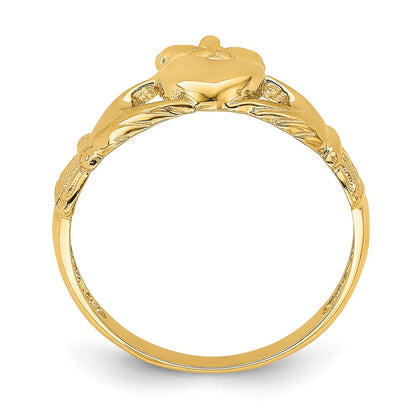 14K Yellow Gold Polished Claddagh Ring