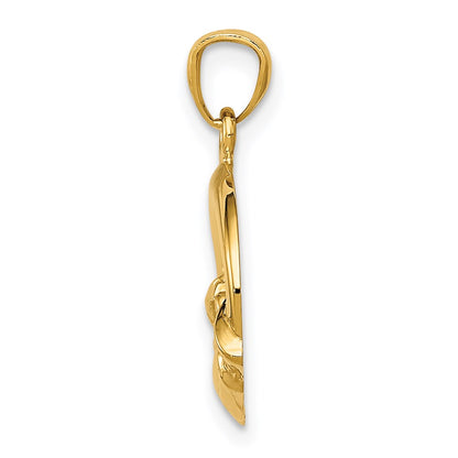 14k Yellow Gold Polished Claddagh Pendant