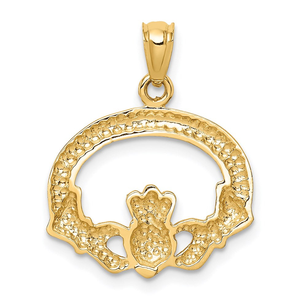 14k Yellow Gold Polished Claddagh Pendant