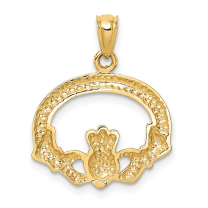 14k Yellow Gold Polished Claddagh Pendant