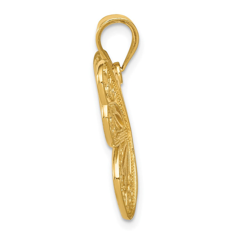 14k Yellow & Rhodium Gold w/White Rhodium Polished Filigree Butterfly Pendant