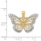 14k Yellow & Rhodium Gold w/ Rhodium Diamond-cut Polished Open Butterfly Pendant