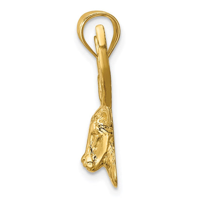 14k Yellow Gold Polished Deer Head Pendant