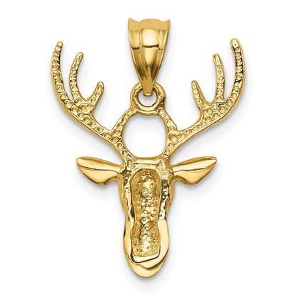 14k Yellow Gold Polished Deer Head Pendant