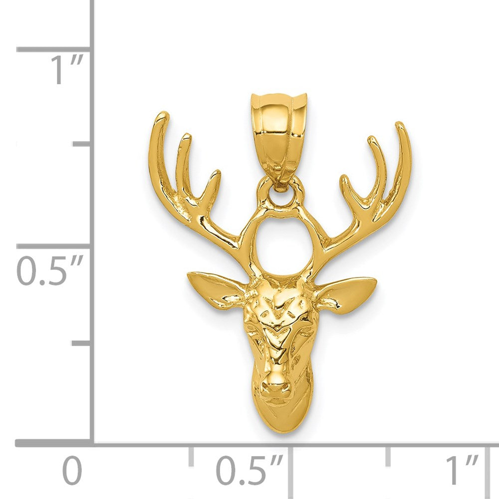 14k Yellow Gold Polished Deer Head Pendant