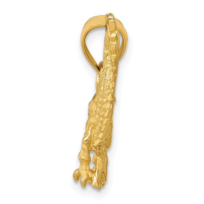 14k Yellow Gold Satin Diamond-cut Eagle Pendant