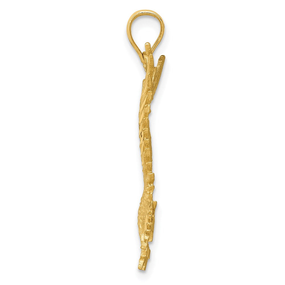 14k Yellow Gold Polished and Diamond-cut Eagle Pendant