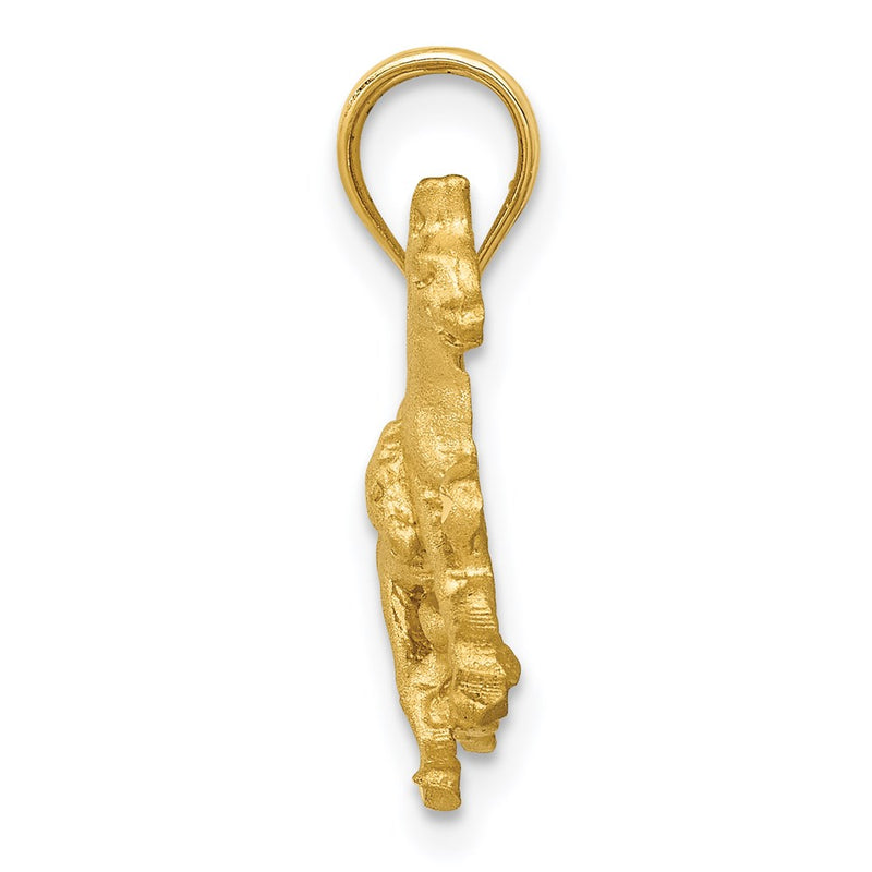 14k Yellow Gold Satin & Diamond-cut Running Horses Pendant