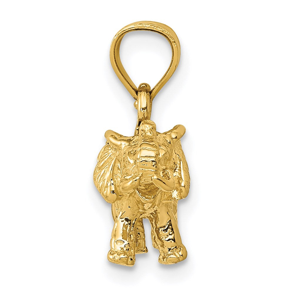 14k Yellow Gold Polished 3-D Elephant Pendant