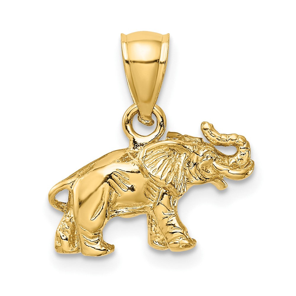 14k Yellow Gold Polished 3-D Elephant Pendant