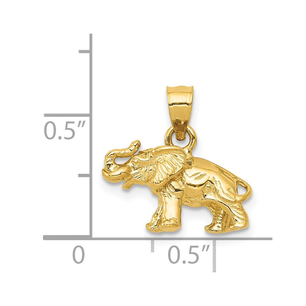 14k Yellow Gold Polished 3-D Elephant Pendant