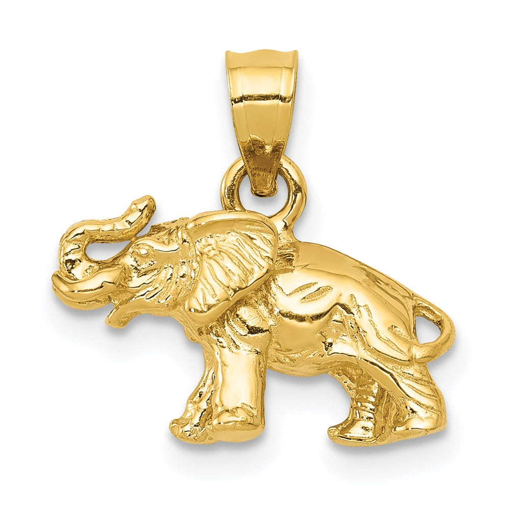 14k Yellow Gold Polished 3-D Elephant Pendant