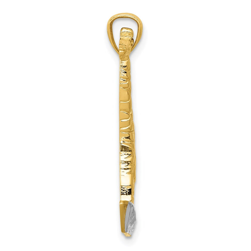 14k Yellow & Rhodium Gold w/Rhodium Diamond-cut Polished Giraffe Pendant