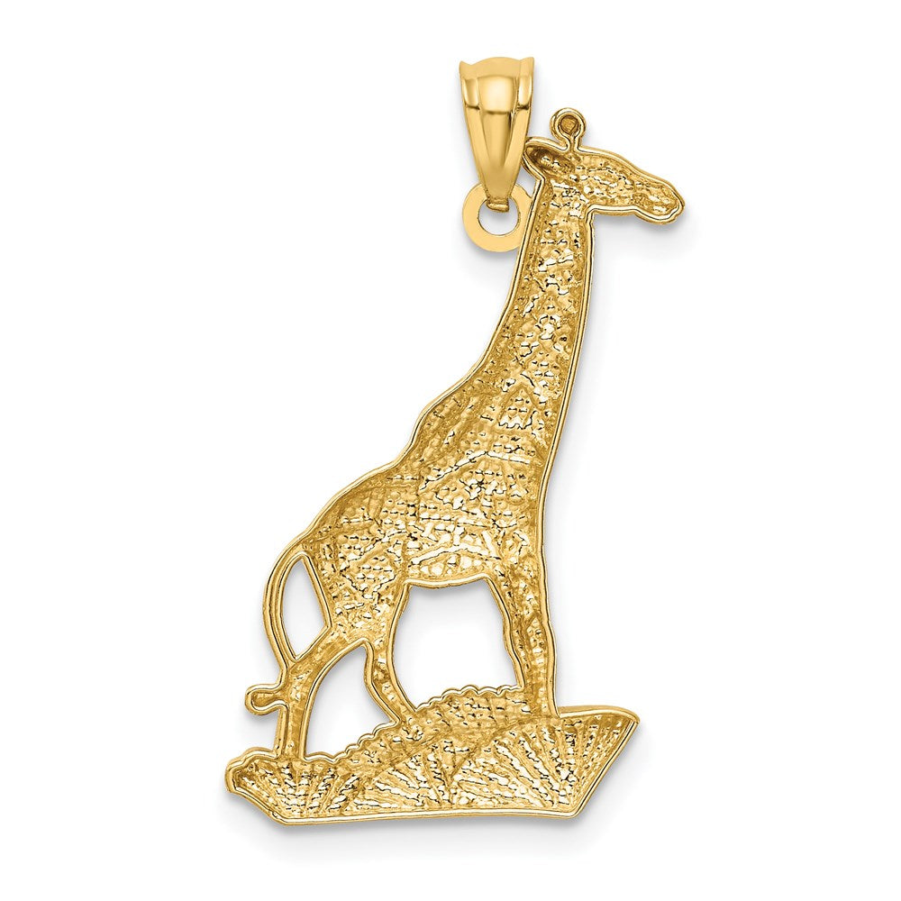 14k Yellow & Rhodium Gold w/Rhodium Diamond-cut Polished Giraffe Pendant