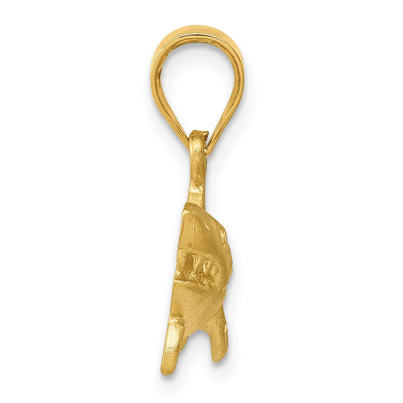 14k Yellow Gold Satin Diamond-Cut Shark Pendant