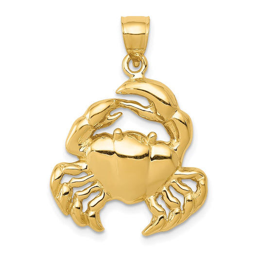 14k Yellow Gold Polished Crab Pendant