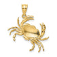 14k Yellow Gold Polished with Blue Enamel Crab Pendant
