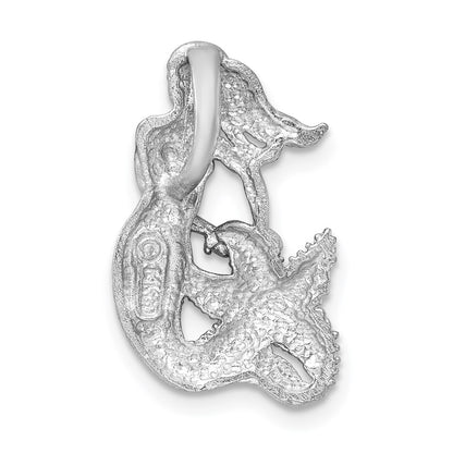14k White Gold Satin and Diamond-Cut Mermaid Slide