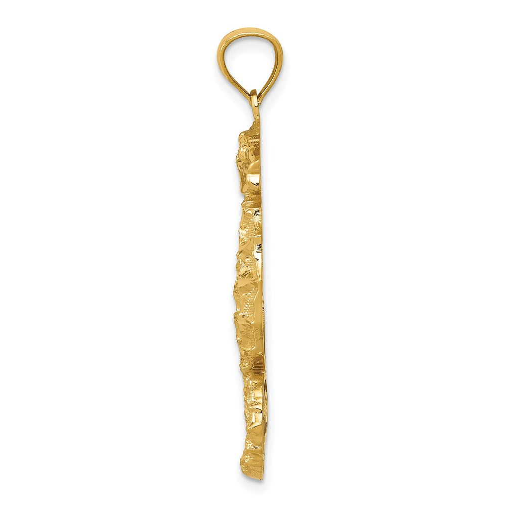 14k Yellow Gold Diamond-cut Polished Seahorse Pendant