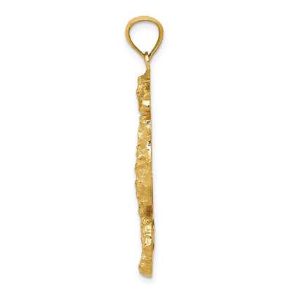 14k Yellow Gold Diamond-cut Polished Seahorse Pendant