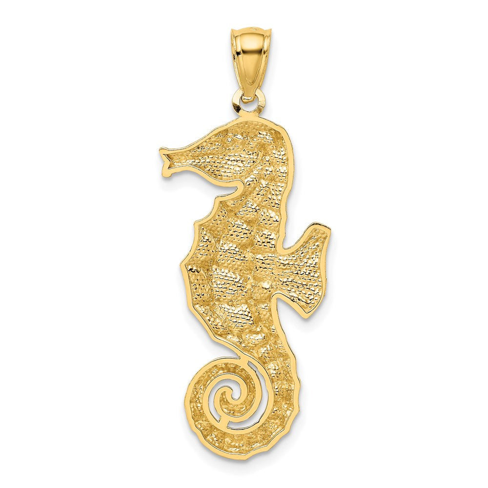 14k Yellow Gold Diamond-cut Polished Seahorse Pendant