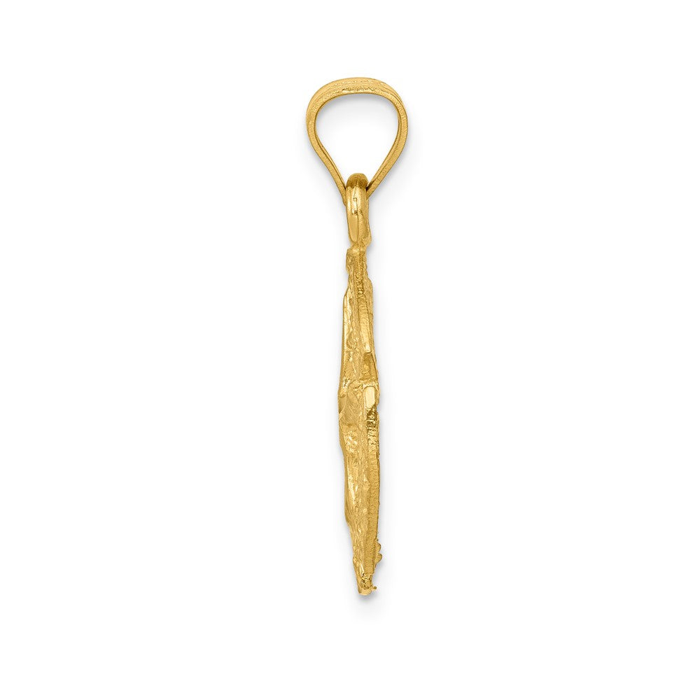 14k Yellow Gold Diamond-cut Sand Dollar Pendant