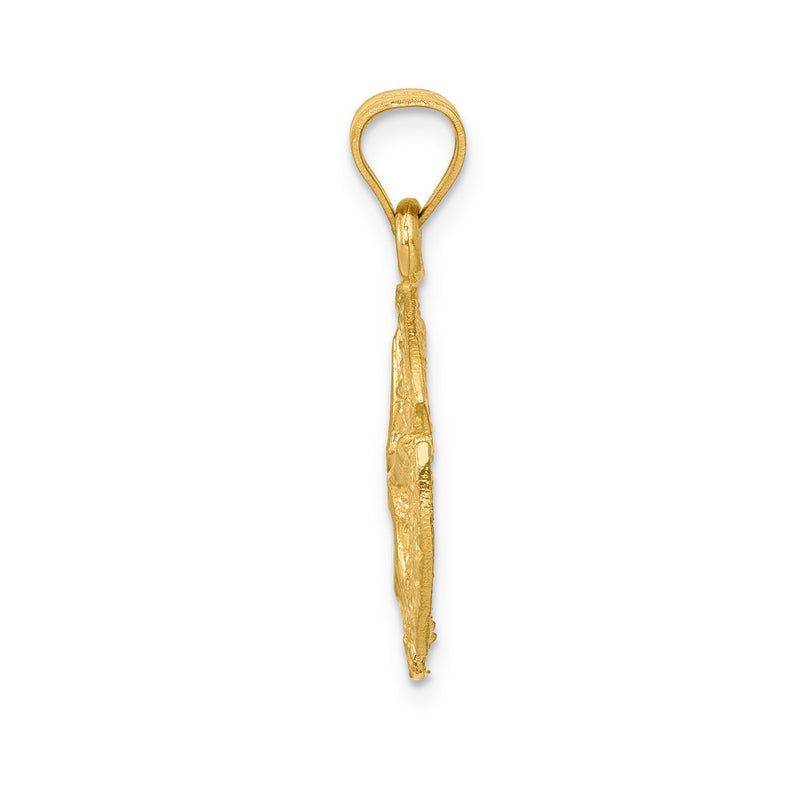14k Yellow Gold Diamond-cut Sand Dollar Pendant