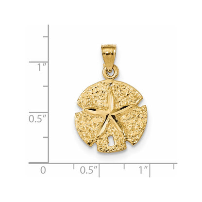 14k Yellow Gold Diamond-cut Sand Dollar Pendant