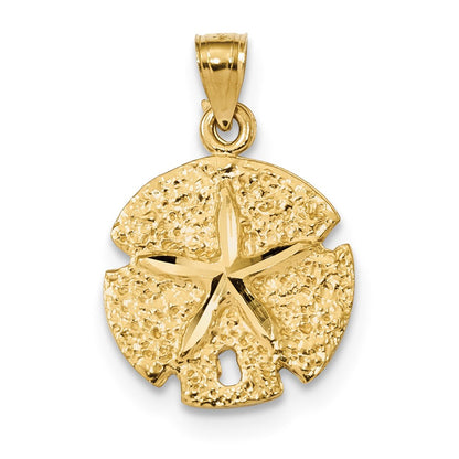 14k Yellow Gold Diamond-cut Sand Dollar Pendant