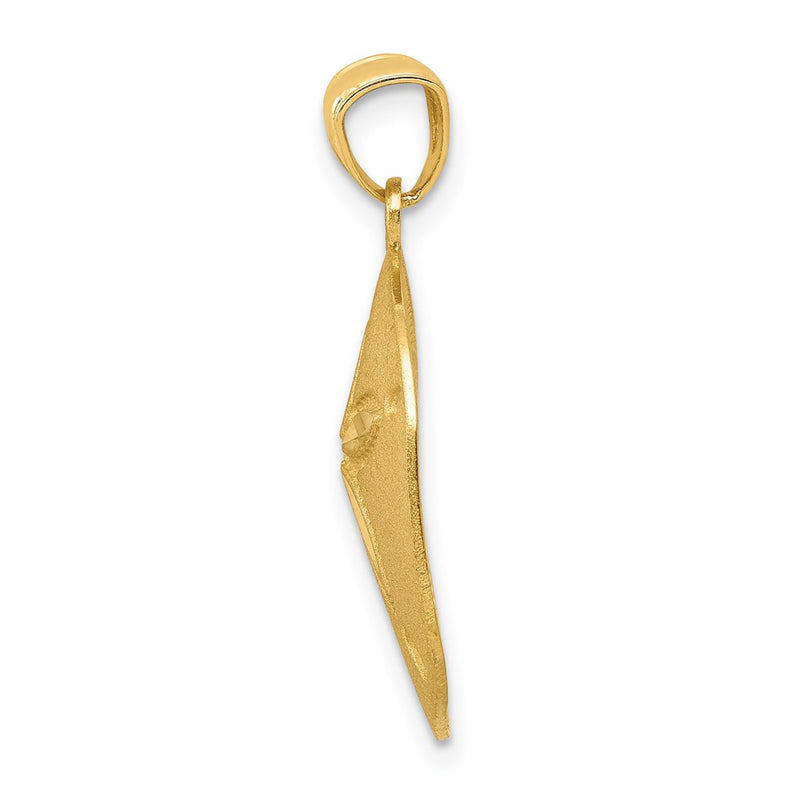 14k Yellow Gold Satin Diamond-cut Sand Dollar Pendant