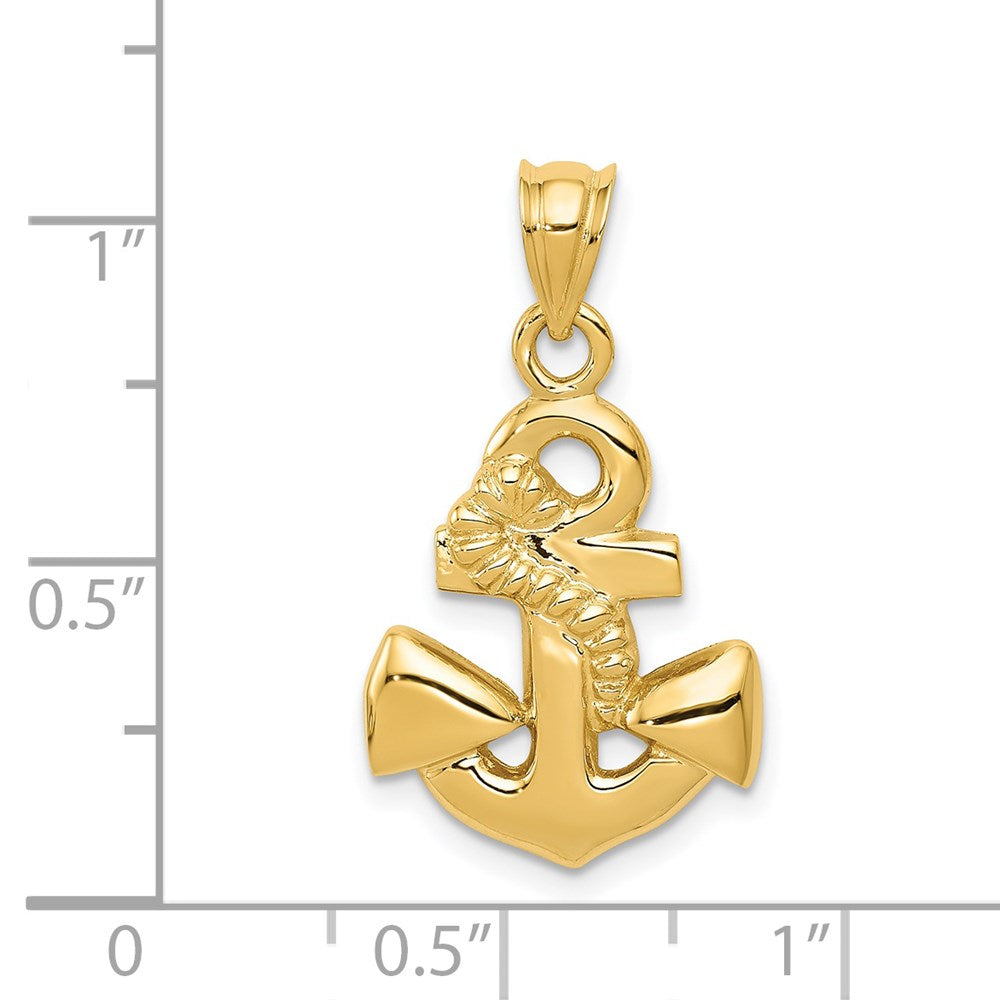 14k Yellow Gold Polished Anchor Pendant