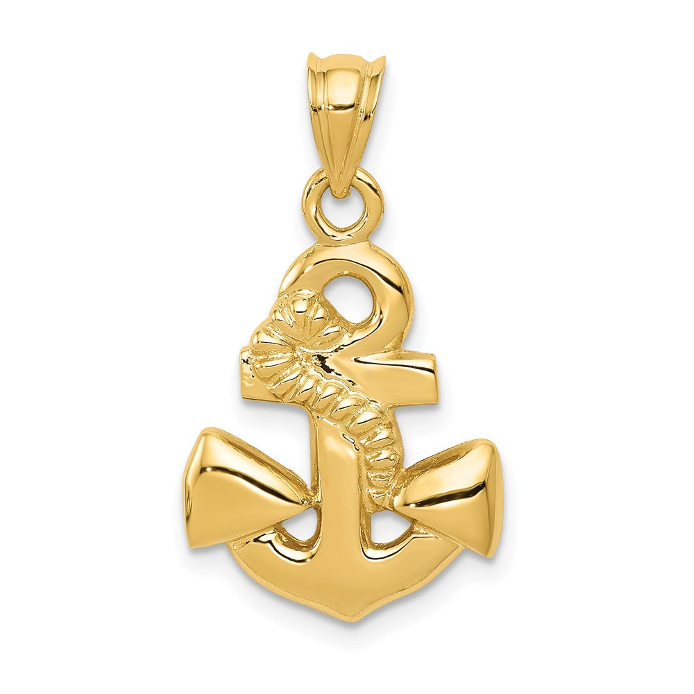 14k Yellow Gold Polished Anchor Pendant