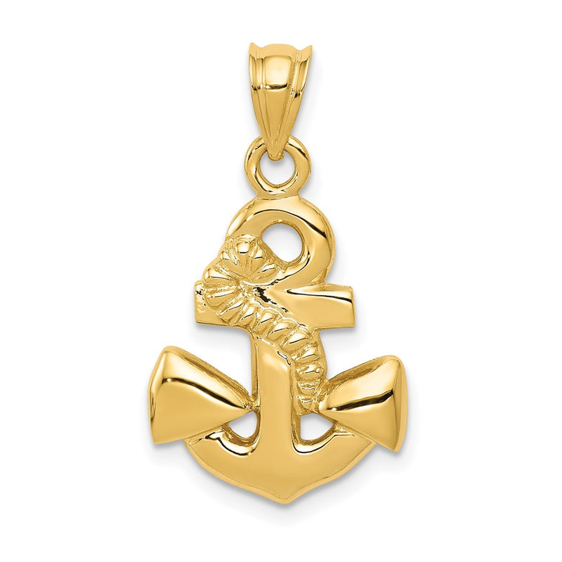 14k Yellow Gold Polished Anchor Pendant
