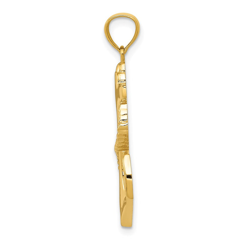 14k Yellow Gold Polished Anchor w/Rope Pendant