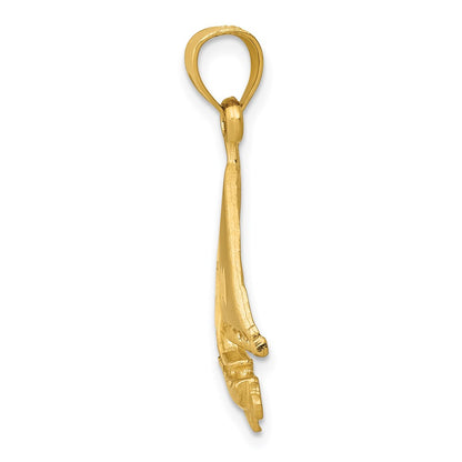 14k Yellow Gold Satin Diamond-cut Sailboat Pendant