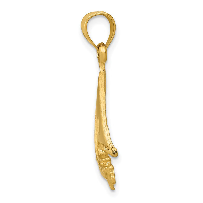 14k Yellow Gold Satin Diamond-cut Sailboat Pendant