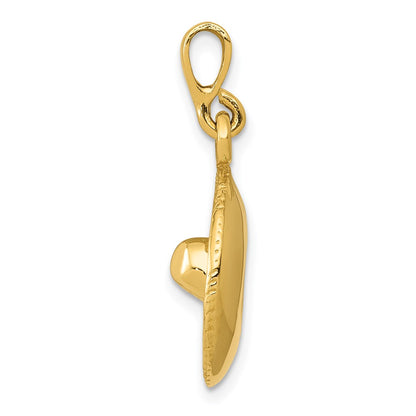 14k Yellow Gold  3D Sombrero Pendant