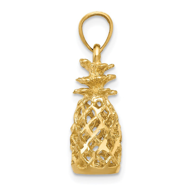 14k Yellow Gold Diamond-cut 3D Pineapple Pendant