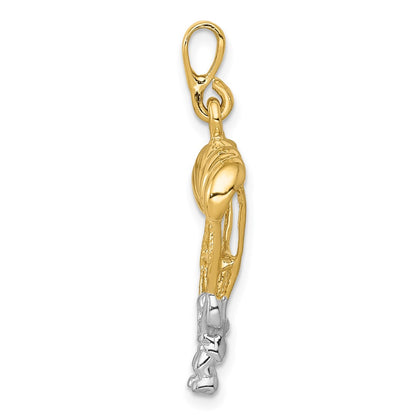 14k Yellow Gold Two-tone Gold Polished Parachute Pendant