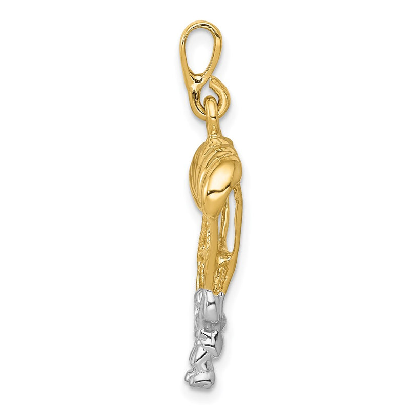 14k Yellow Gold Two-tone Gold Polished Parachute Pendant