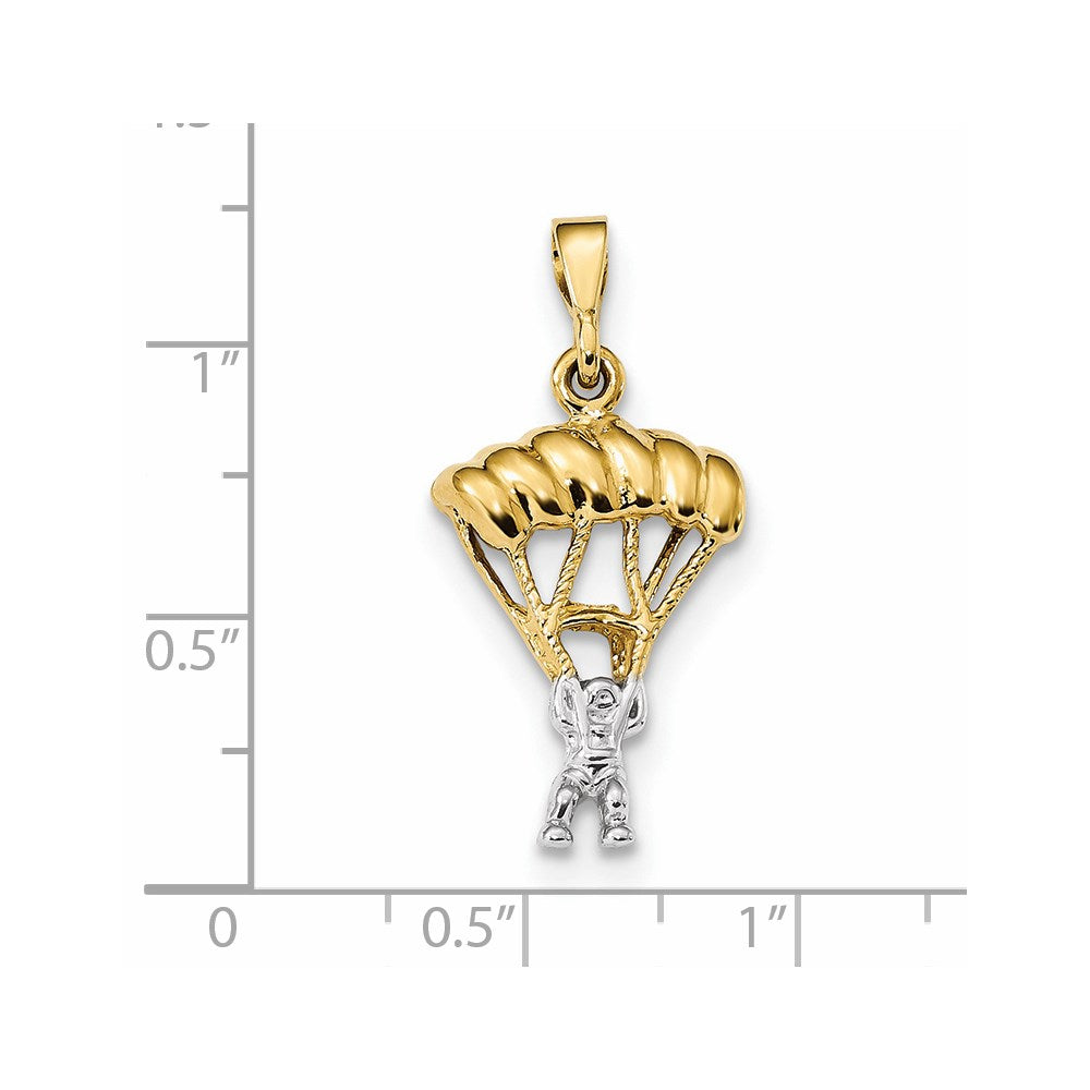 14k Yellow Gold Two-tone Gold Polished Parachute Pendant