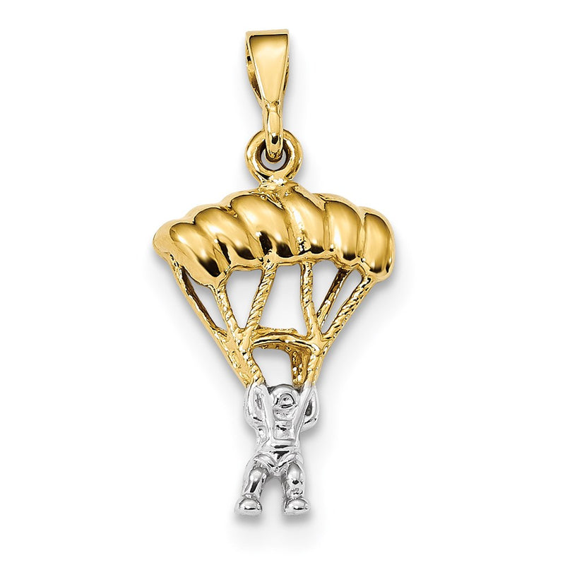 14k Yellow Gold Two-tone Gold Polished Parachute Pendant