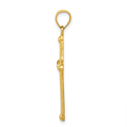 14k Yellow Gold Polished Braided Cross Pendant