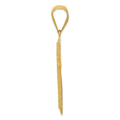 14k Yellow Gold Diamond-cut Center Cross Pendant
