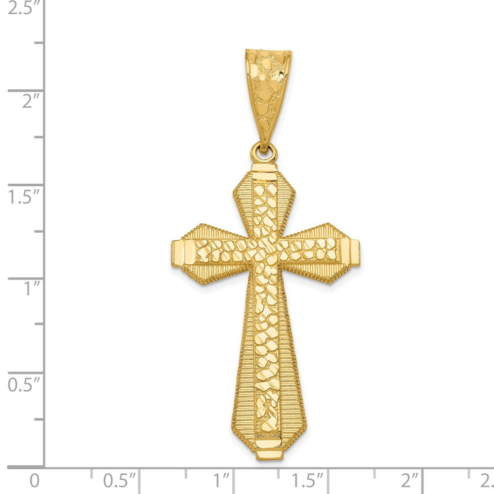 14k Yellow Gold Diamond-cut Center Cross Pendant