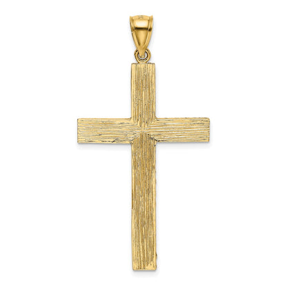 14k Yellow Gold Polished and Textured Diamond-cut Latin Cross Pendant