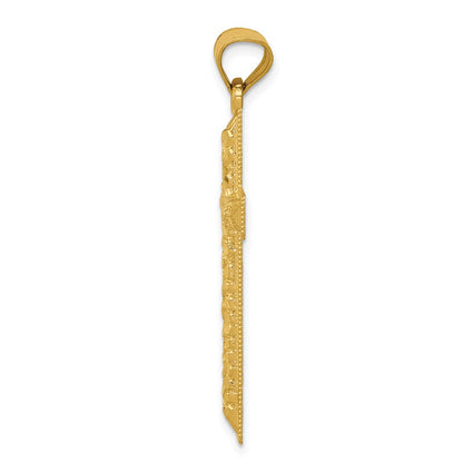 14k Yellow Gold Diamond-cut Latin Cross Pendant