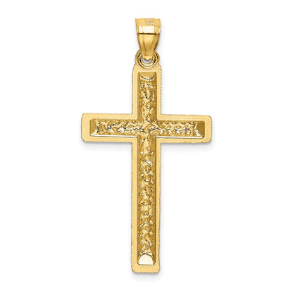 14k Yellow Gold Diamond-cut Latin Cross Pendant