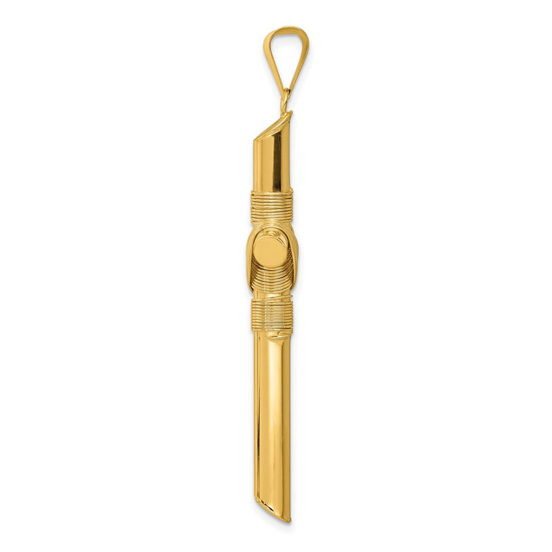 14k Yellow Gold Polished w/Center Wrap Tube Cross Pendant